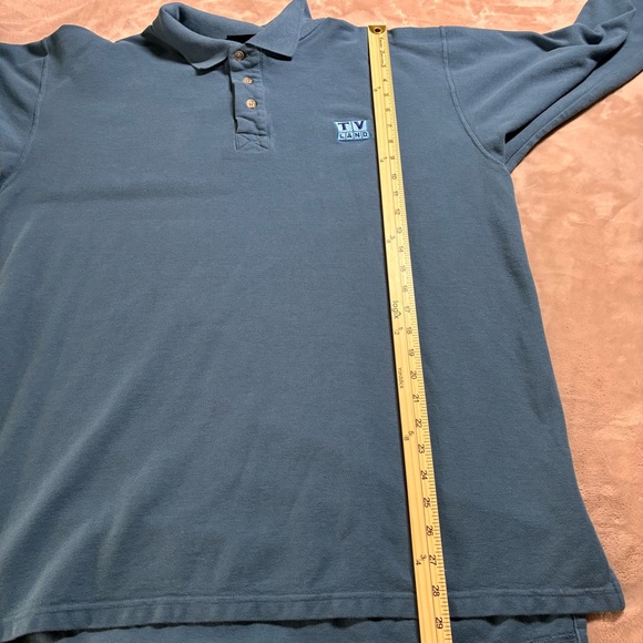 TV Land Retro Embroidered Long Sleeve Polo Slate Blue Fall Vintage Men’s XL - Picture 8 of 11